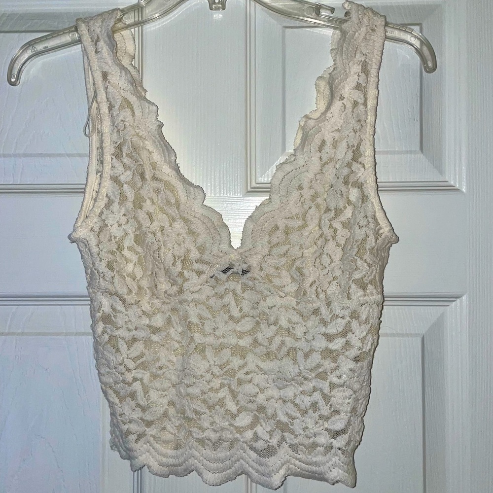 Zara White Lace Crop Top